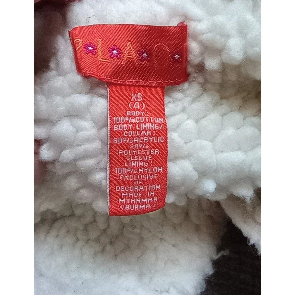 Children's Place Girls XS (4)  Orange Corduroy Jacket With Faux Shearling Lining